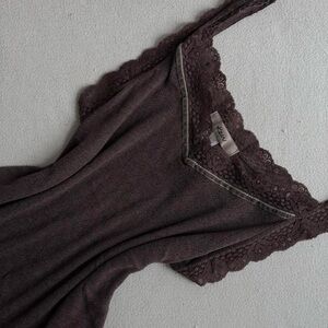 Brown lace cami top with Lacey straps Size L 90s vintage